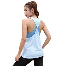 Женский 2-слойный жилет для йоги, свободная майка для бега, жилет без рукавов, имитация 2 частей, спорт, фитнес, тренажерный зал, рубашка, красивая спортивная одежда