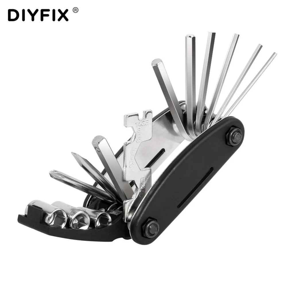 DIYFIX Велоспорт Инструменты для ремонта велосипеда набор велосипед плоская шина Ремонтный комплект Горный Цикл 16 в 1 гаечный ключ Набор