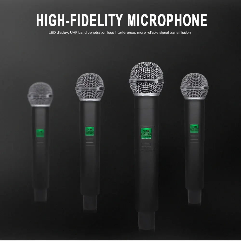 Одежда высшего качества 4 канала Беспроводной микрофон Системы UHF караоке Системы беспроводные четыре ручной микрофон kalaoke этап микрофон