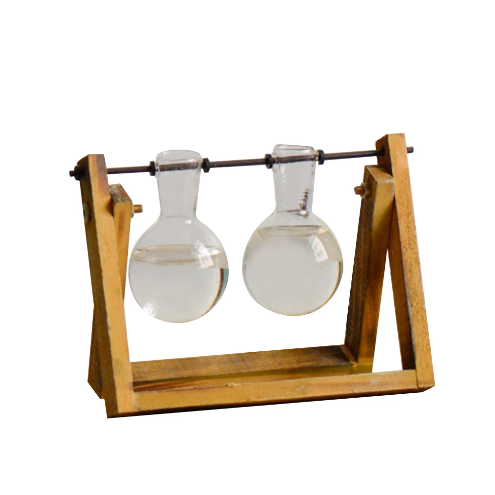 Kopen Desktop Glas Planter Bol Vaas met Klassieke Effen Houten Stand en Metalen Swivel Houder voor Hydrocultuur Planten Tuin