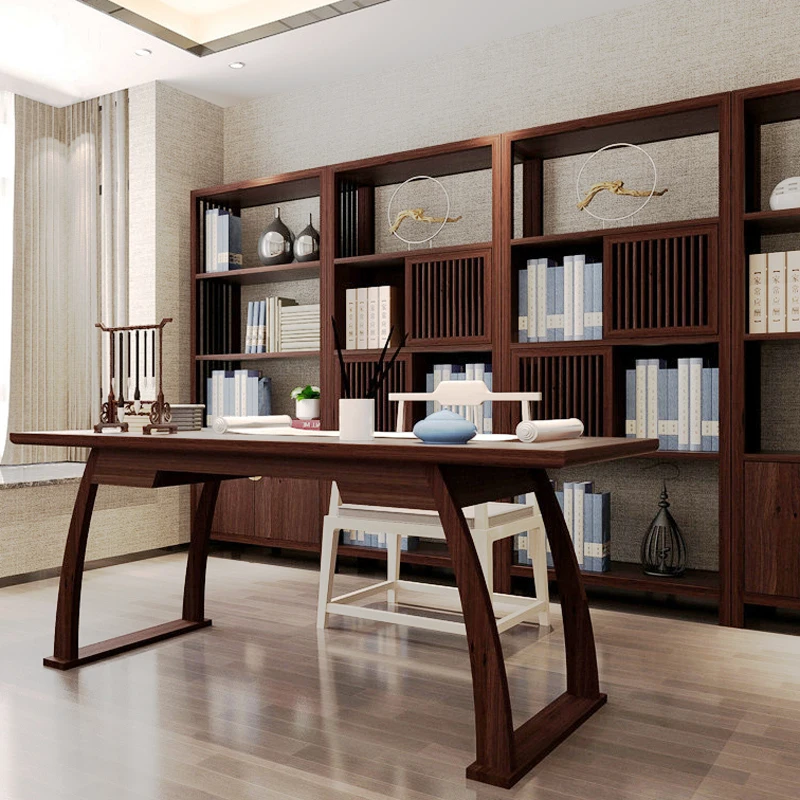 New Chinese Rustic Computer Desk Solid Wood Home Study Table