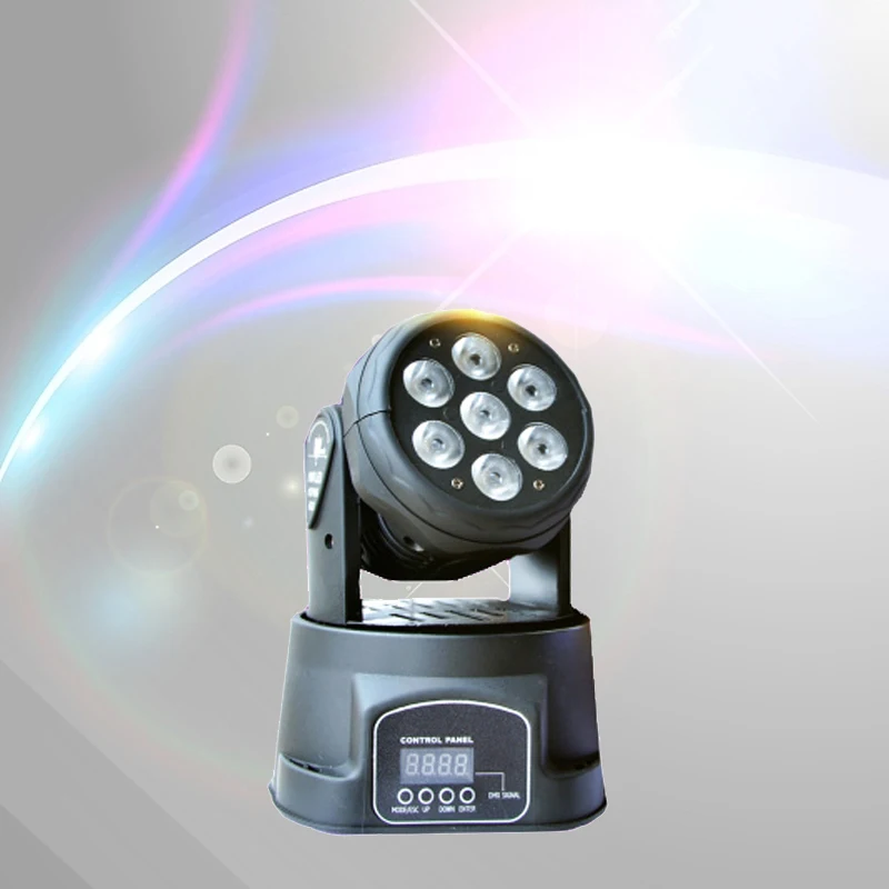 Высокое качество светодиодный мини Moving Head Wash светильник 7X12W RGBW Heads DMX 14 каналов DJ