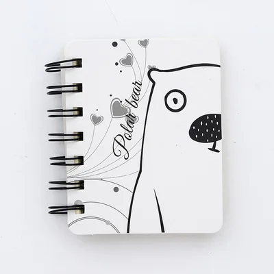 Милый мультфильм милый корейский ноутбук мини Тетрадь кошки катушки записная книжка Маленькая книга школьные принадлежности - Цвет: Polar bear