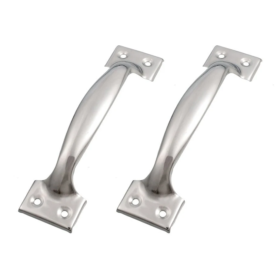 2 x Silver Tone Stainless Steel Pull Handles Grips 6" for Windows Doors