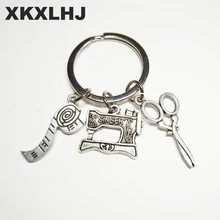 2018 Fashion Jewelry Sewing Machine Keychain, Seamstress Key Chain, Quilters Keychain Silver Dres S Elegant 2019 1pc fashion jewelry mini keychain spider keychain spider web keychain silver dres s elegant diy handmade