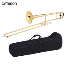 Ammoon Alto Trombone латунный золотой лак Bb Tone B плоский духовой инструмент с Мельхиор мундштук Чистящая палка чехол