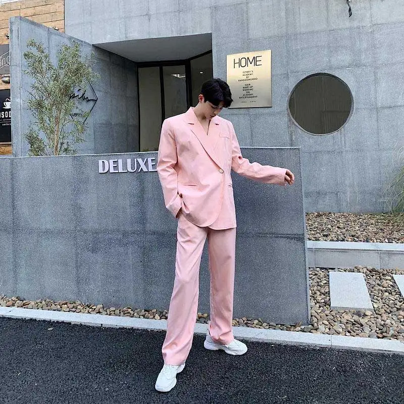 

Pink Prom Party Suits Men Suits for Wedding Man Blazers Groomsmen Tuxedos Double Breasted 2Piece Costume Homme Terno Masculino