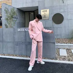 Pink Prom Party Suits Men Suits for Wedding Man Blazers Groomsmen Tuxedos Double Breasted 2Piece Costume Homme Terno Masculino Pink Prom Party Suits Men Suits for Wedding Man Blazers Groomsmen Tuxedos Double Breasted 2Piece Costume Homme Terno Masculino