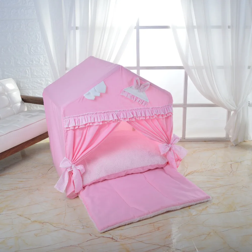 Lace kennel with upholstered and quilt kennel beautiful pet lodge cotton pet house puppy tent