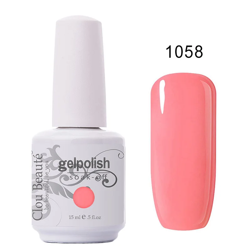 Clou Beaute 15 мл гель блестящая основа и топ цвет УФ гель для перманентного снятия ногтей розовый красный гель лак дизайн лак для ногтей маникюр - Цвет: 1058