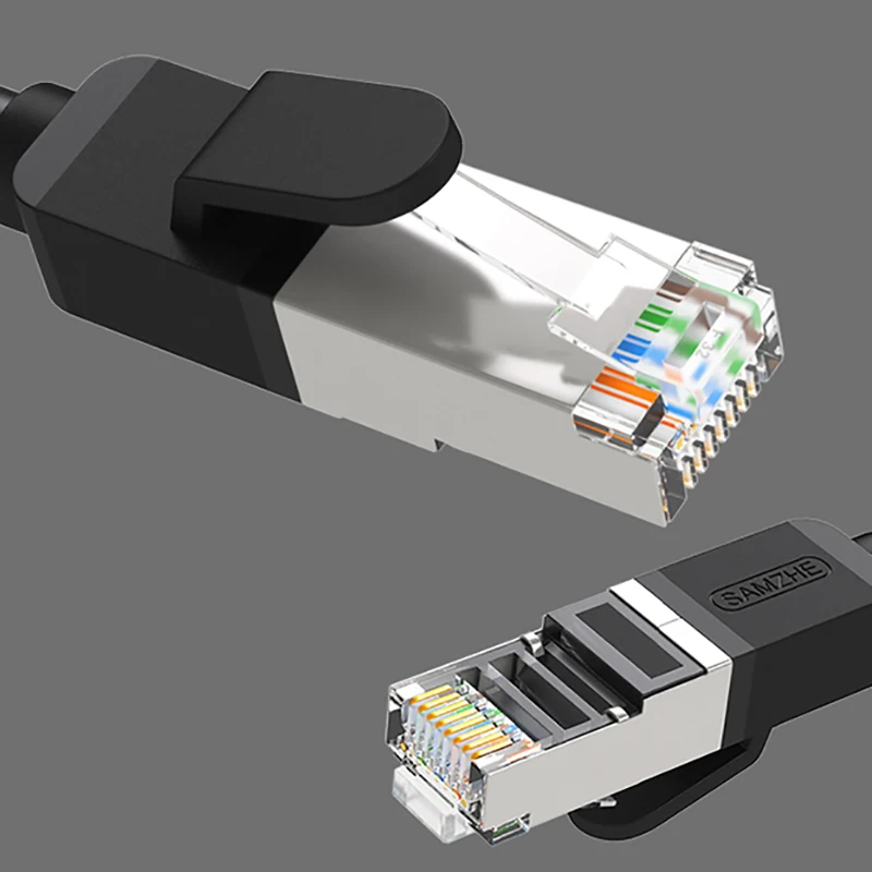 Samzhe Sata Cable cat5e RJ45 Connector Network Lan for PC Router Laptop Shielding |