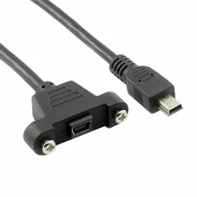 USB Panel Flush Mount Cable- USB 2.0 USB Mini B Male to USB Mini B Female Cable with Screws