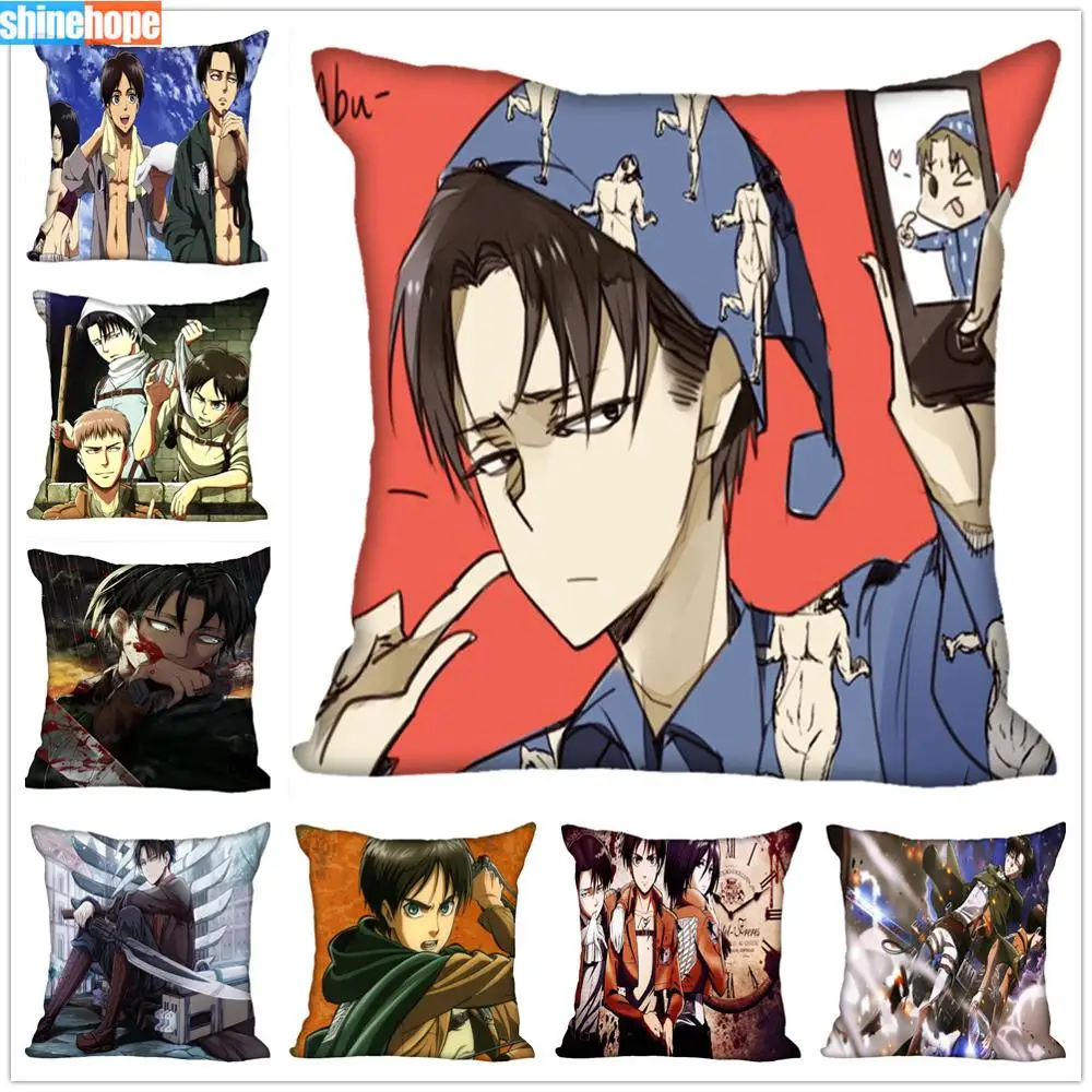 

Custom Anime Pillow Cases Attack on Titan Square Pillowcase Christmas Zippered Pillow Cover 40*40cm,45*45cm(One Side)