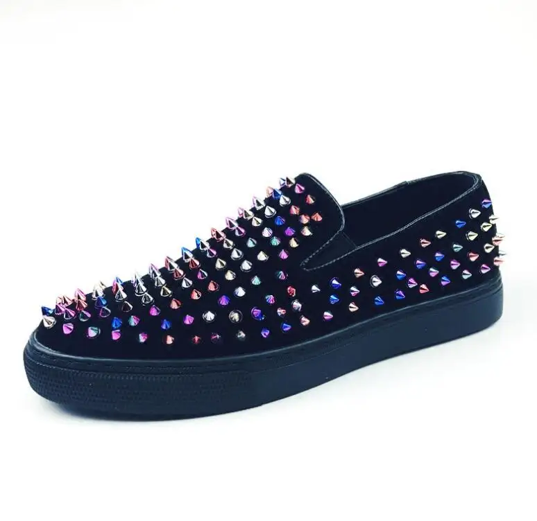 

Luxury Designer Red black Bottom Loafers For Men Genuine Leather Slip On Platform Casual Dress Spikes Wedding Party Flats Men 44