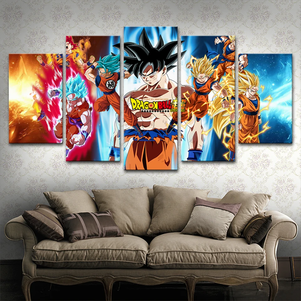 

Wall Art Poster Home Decoration Modern 5 Panel Anime Dragon Ball Living Room Canvas HD Print Painting Modular Pictures Frame