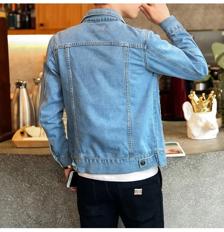 Cotton Solid Denim Jacket Mens Spring Autumn Casual Slim Fit Bomber Jackets Men Jean Jacket Mens Outwear Male Cowboy M-4XL