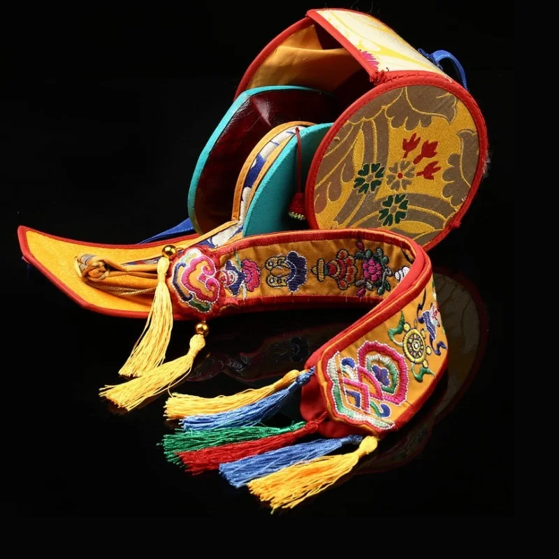 Nepali Fine Sheepskin Religious Ceremonies Drum Hand Drum Tantra Hand With A Bag-Instrumentos Musicales