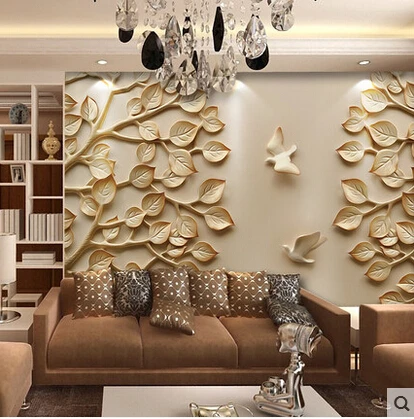 Us 96 52 Di Scontoeuropeo Carta Da Parati Murale Di Grandi Dimensioni Carta Da Parati 3d Foglie Per La Tv Soggiorno Camera Da Letto Della Parete