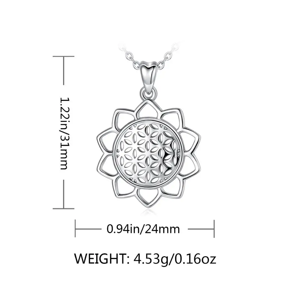 Юдора стерлингового серебра цветок жизни кулон Сакральная Геометрия ожерелье