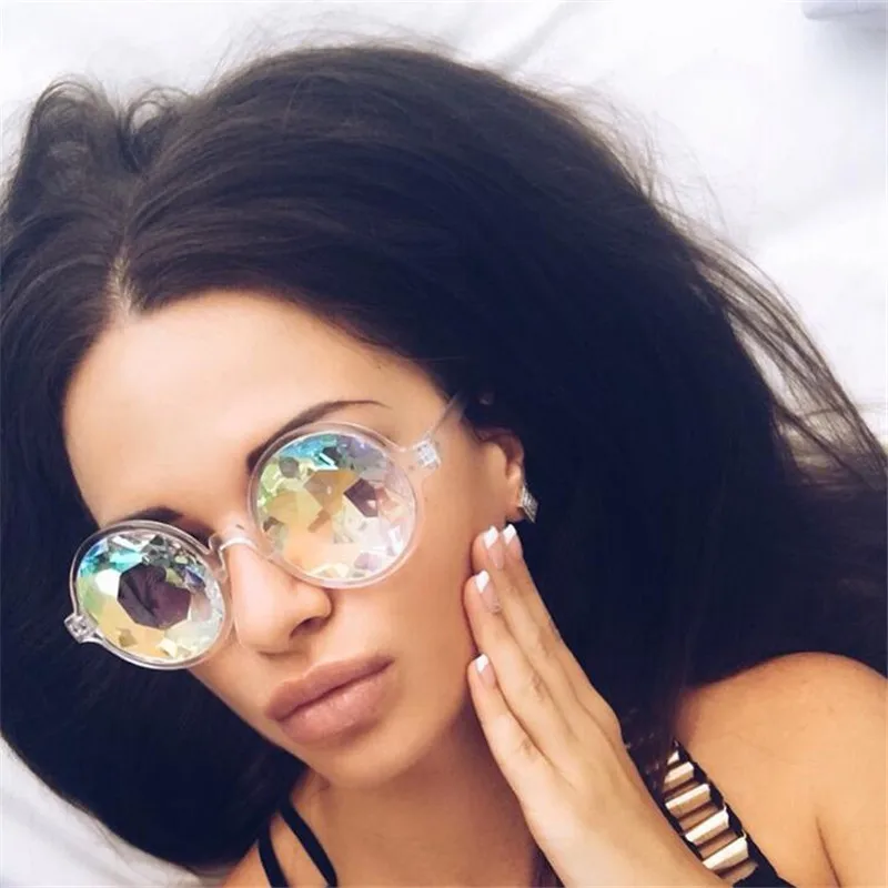 

ZXTREE Party Glasses Sunglasses Women Kaleidoscope Catwalk Show Sunglasses Men Dazzle Artificial Diamond Steam Punk Glasses Z86