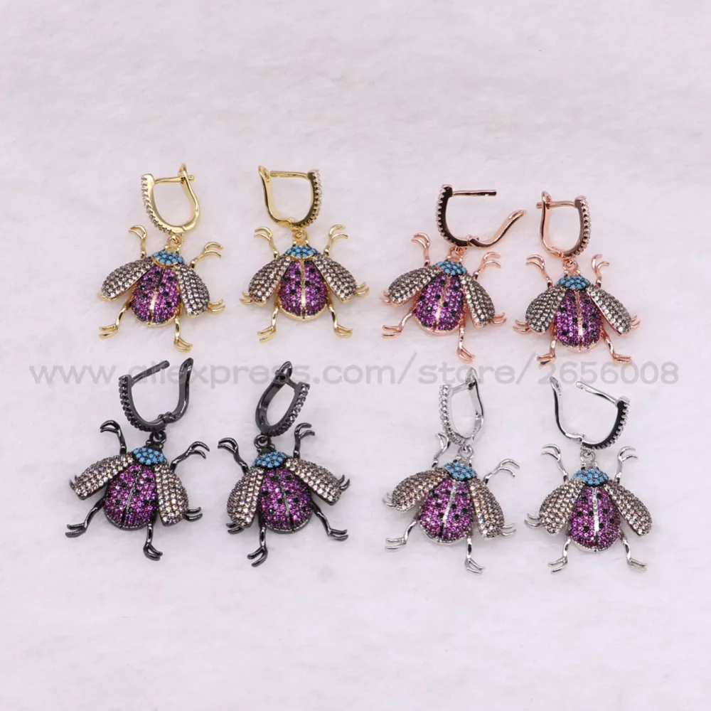 新! ファッションマイクロ cz 小型バグ昆虫ドロップイヤリング高品質フックバグイヤリング昆虫の宝石類のギフト 3039earrings