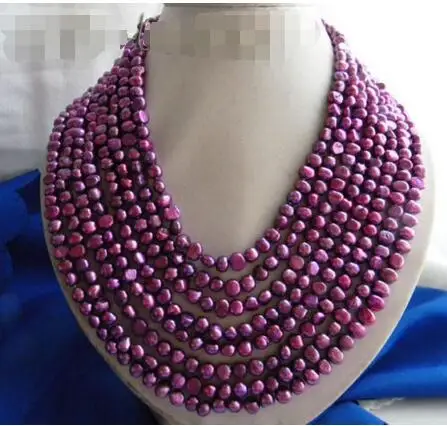 

Free Shipping >>> 8Strands 17''-24'' 6mm Purple Baroque Freshwater Pearl Necklace