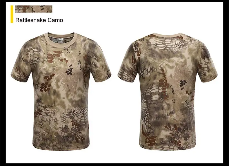 Тактическая Военная камуфляжная Мужская футболка с коротким рукавом в армейском стиле США, быстросохнущая футболка для охоты на открытом воздухе, кемпинга, походов, тройников
