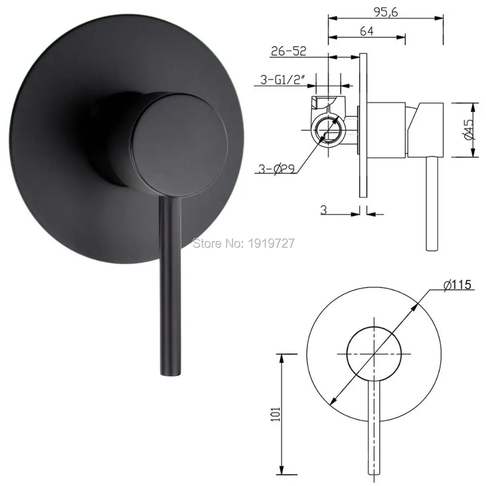 Shower set Wall Mount Bathroom Mixer Valve Diverter Control Valve Hot and cold taps Bath & Shower Faucets Matte Black