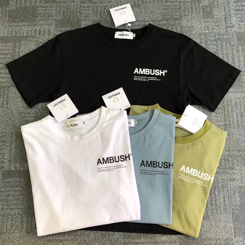 Streetwear AMBUSH T Shirts Summer Brown Blue Black White AMBUSH T Shirt