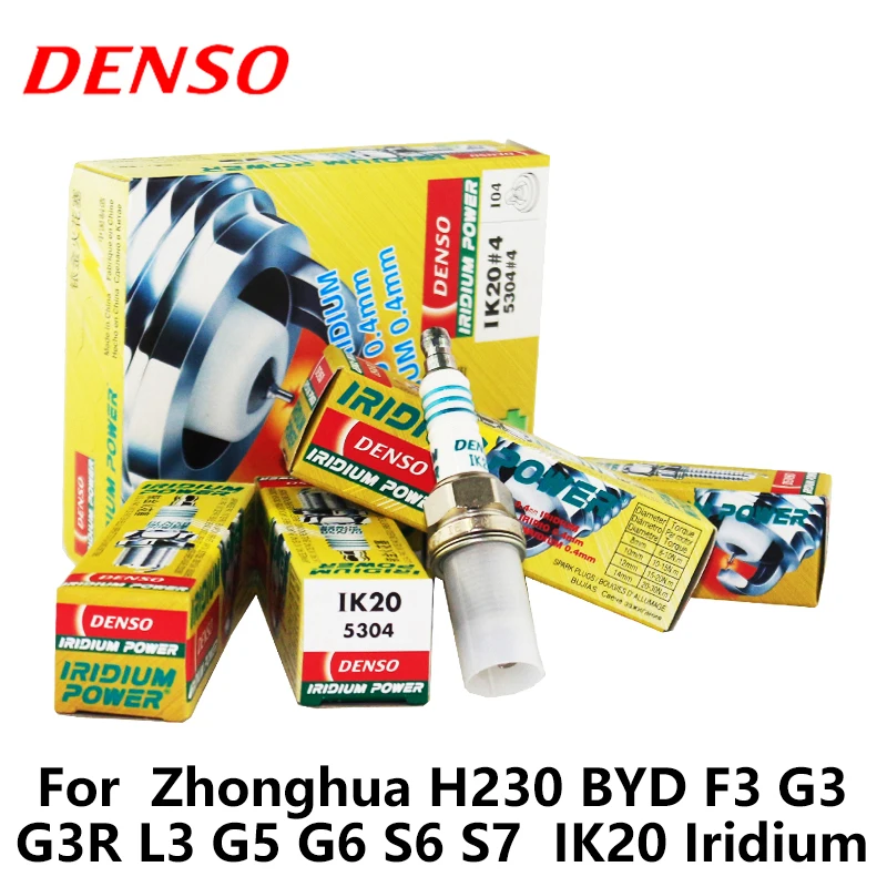 

4pieces/set DENSO Car Spark Plug For Zhonghua H230 BYD F3 G3 G3R L3 G5 G6 S6 S7 IK20 Iridium