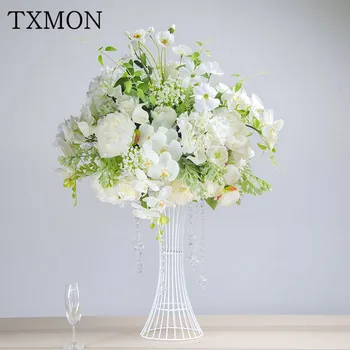 

Custom made High grade Simulation table flower wrought iron silk flower road wedding props wedding T set artificial flowers ball