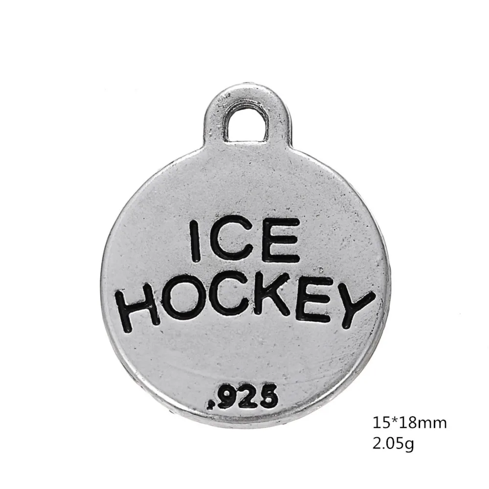 Skyrim крутые ювелирные аксессуары серия коньков микс двухсторонние Круглые Подвески Спортивные Подвески для любителей катания на лыжах DIY ожерелья 10 шт - Окраска металла: Ice Hockey