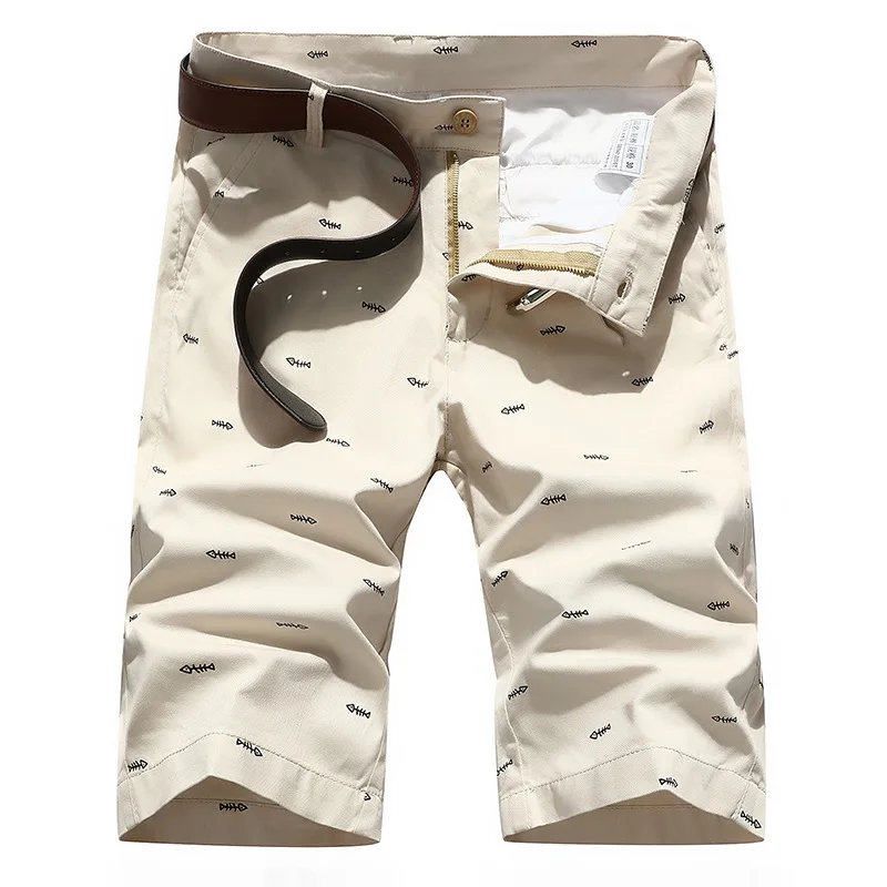 Beige-01 Pantalon Corto Hombre, Летние повседневные хлопковые мужские шорты, мужские однотонные шорты размера плюс 6XL 7XL 8XL, мужские модные облегающие шорты - Цвет: Beige-01