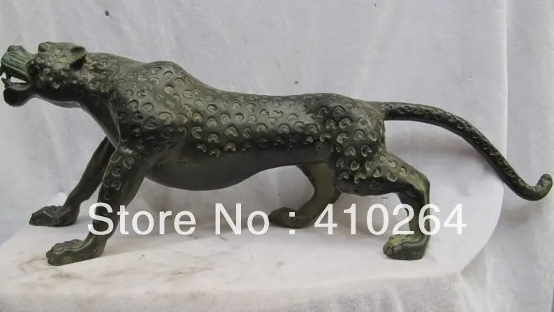 

] Shipping Exquisite Chinese Folk Art collection Old Bronze animal leopard panther catamount Statue
