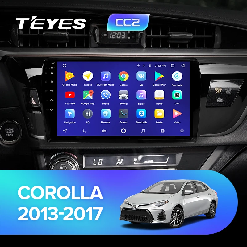 TEYES CC2 Штатная магнитола для Тойота Королла Toyota Corolla 2013 Android 8.1, до 8-ЯДЕР, до 4+ 64ГБ 32EQ+ DSP 2DIN автомагнитола 2 DIN DVD GPS мультимедиа автомобиля головное устройство