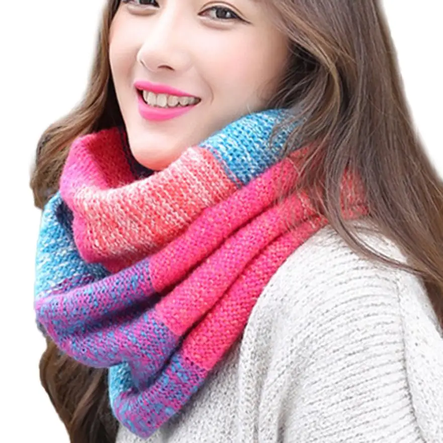 Зимние женские шарфы Модный женский теплый вязаный круглый капюшон шарф-хомут многоцелевой шарф для женщин bufanda mujer - Цвет: 5