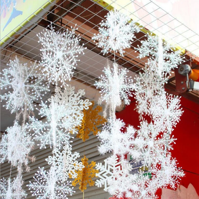

6pcs/set Christmas Snowflake Pendant Christmas Decoration Gift Festival Celebration Opening Decoration Solid Snowflake String