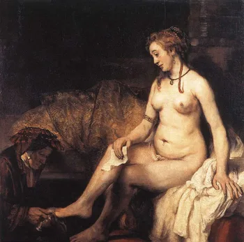 

100% handmade Oil Painting Reproduction on linen canvas, bathsheba-bathing-1654 by Rembrandt Van Rijn,Rembrandt Oil Painting