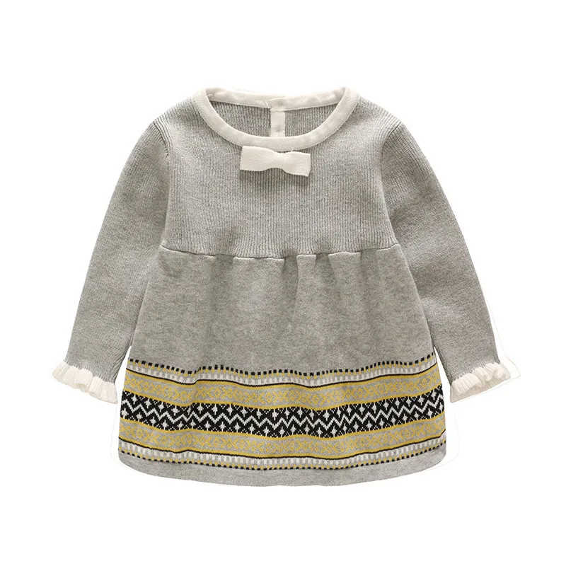 

2018 Autumn Baby Girl Dress Boutique Long Sleeve Cotton Ruffle Solid Baby Dress Casual Baby Girl Clothes Outfit 0-24M