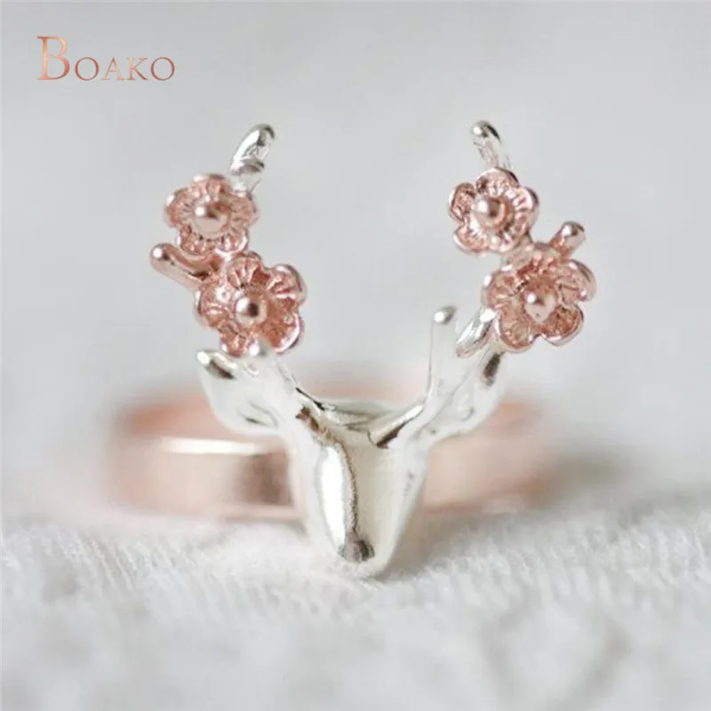 

Vintage Rose Gold Silver Color Sika deer Rings Bague for Women Girl Party Gifts Jewelry Animal Christmas Gift Anillos Anel Z4
