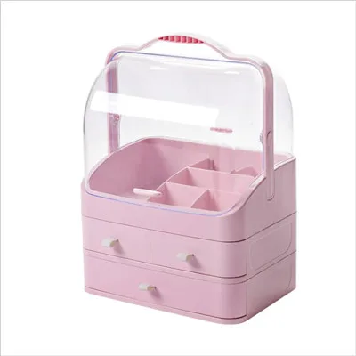 NEW Two-way Opening-Closing Cosmetics Organizer Drawer Acrylic Cutlery Jewelry Organizer Storage Box Makeup Organizer Acrylic - Color: Pink