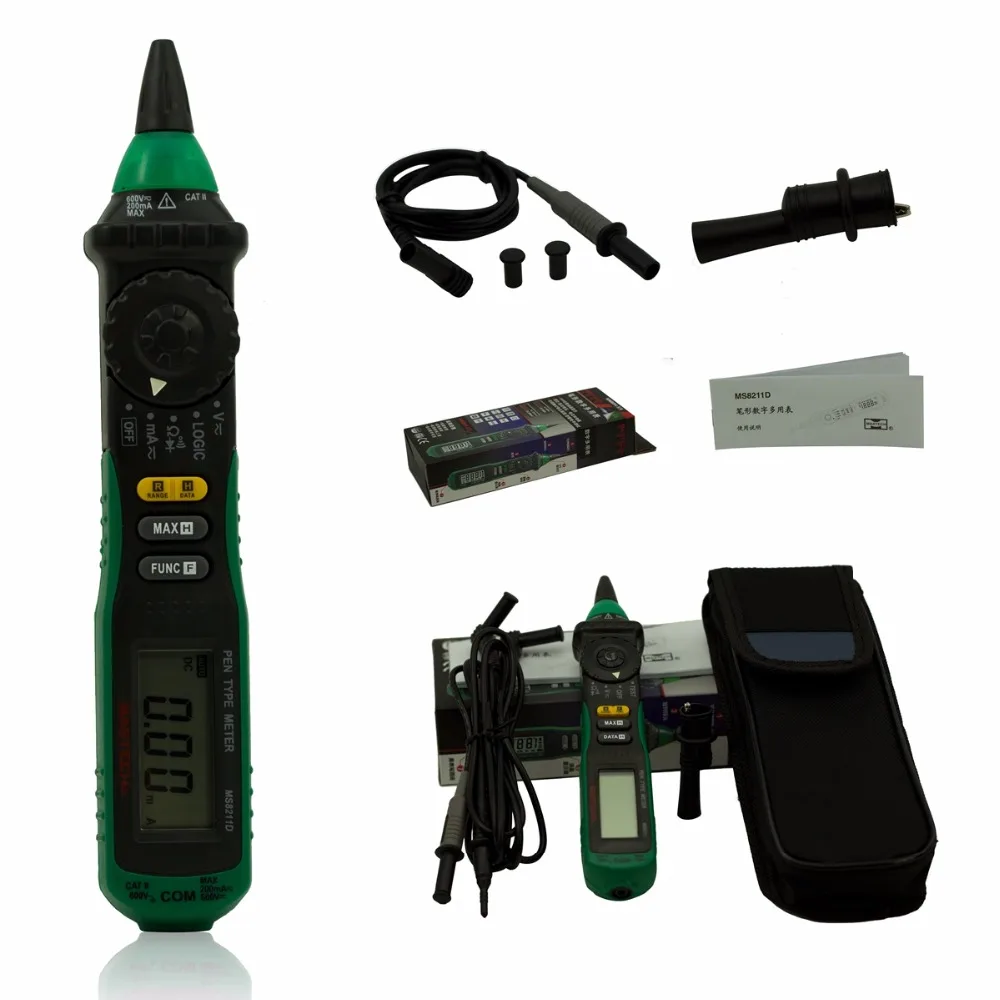 MASTECH MS8211 Pen type Auto-Ranging Digital Multimeter with NCV Tester Non-Contact AC 600V Voltage Detector Ohm Multi Tester MASTECH MS8211 Pen type Auto-Ranging Digital Multimeter with NCV Tester Non-Contact AC 600V Voltage Detector Ohm Multi Tester