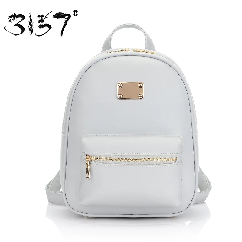 

fashion simple solid leather backpack women fresh school bag for girls high quality zipper metal sequins feminine backpack 3157