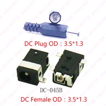 

Free shipping 100PCS DC Power Jack Male Plug Pin1.3*3.5mm Female DC Power Connector SMD PCB Mounting For Notebook Tablet DC-045B