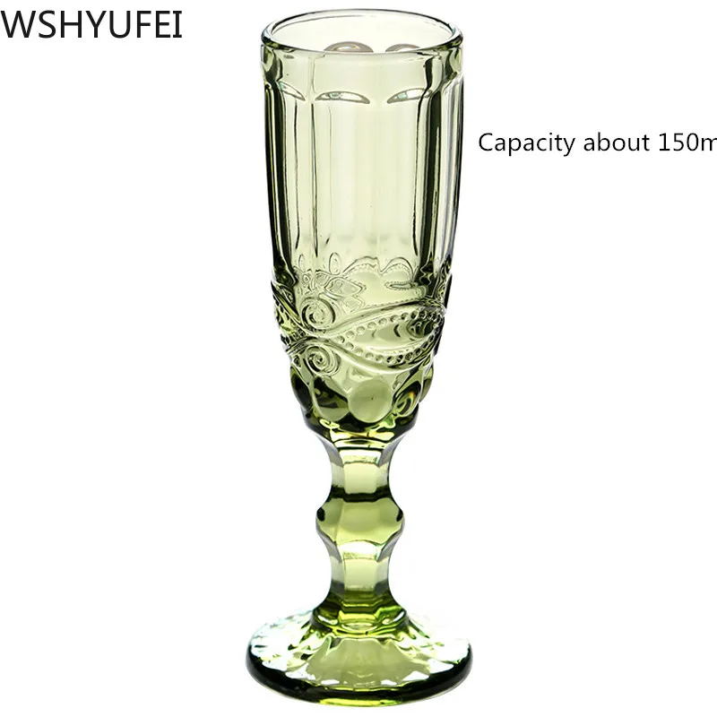 

Vintage Color Embossed Glass Goblet Champagne Cup Juice Cup Household Drink Accessories 150ml WSHYUFEI Drinking utensils