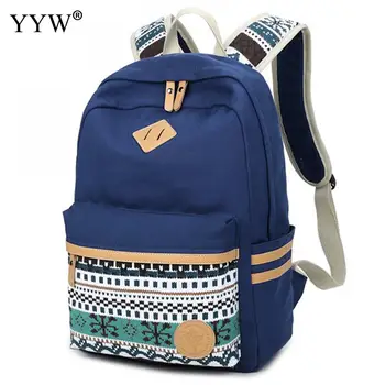 

Casual Unisex Backpack Geometric Pattern Blue Backpacks for Adolescent Girls Boys Zipper Black School Bag Men's Laptop Backpack
