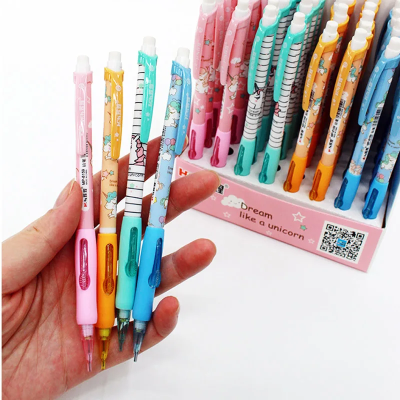 

Unicorn Plastic Mechanical Pencil With Eraser Cute Kawaii Cartoon Animal Automatic Pen For Kids Gift School Korean Stationery