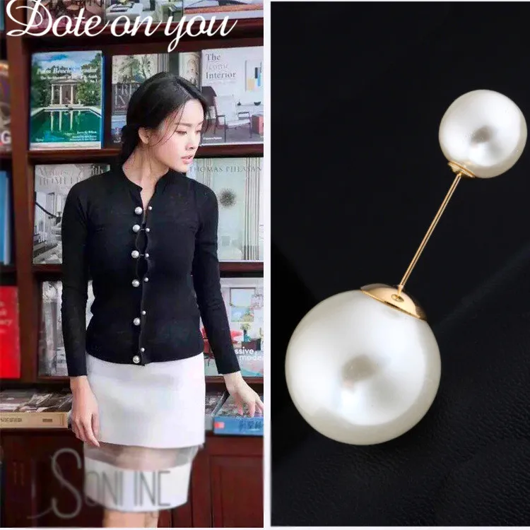 

Size White Pearl Brooch Pin for Fashion Simple Women Girl Sweater Scarf Shawl One Word Brooch Cardigan Button Brooch Accessories
