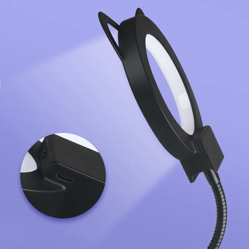 

Ring LED Light Photography Selfie Fill Light Desktop Phone Clip Microphone Bracket LSMK99