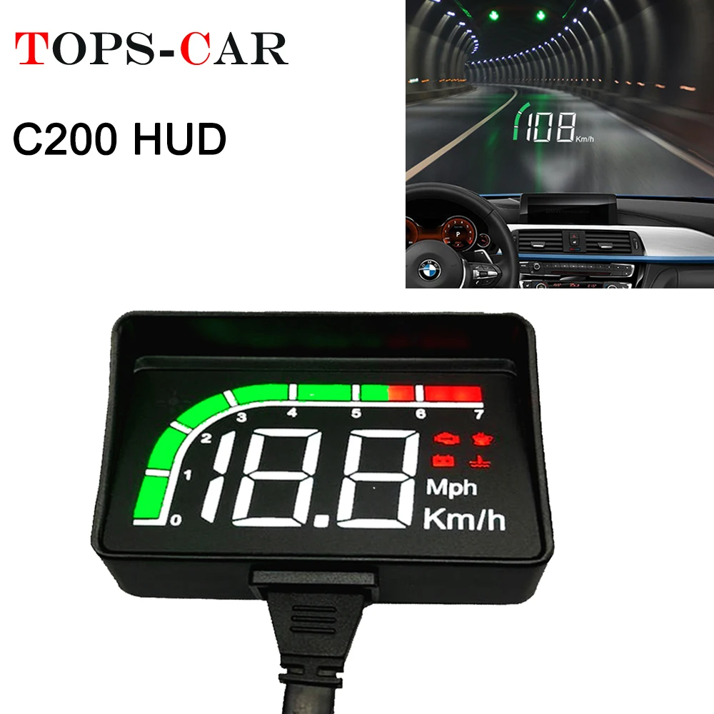 Najtaniej GEYIREN C200 OBD HUD wyświetlacz Head Up z osłona obiektywu OBD2 A100S silnika obr min prędkościomierz napięcia Alarm temperatury wody